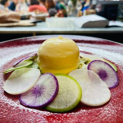 Plat visuellement esthéthique du Bistrot Noisette à Dieulefit